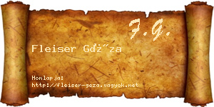 Fleiser Géza névjegykártya